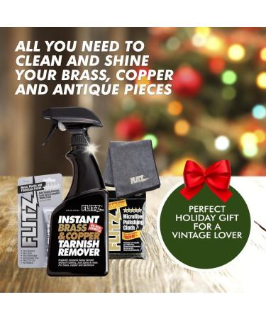 Flitz BC 01806 Instant Brass & Copper Tarnish Remover | 16 oz Spray Cleaner & Metal Polish Cream | Extra Large Microfiber Cloth for Shine & Corrosion Removal - International Shipping Available - Buy Online on GoSupps.com