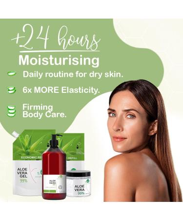 B.O.T Cosmetic & Wellness 100% Bio Aloe Vera Gel - Organic Moisturizer & Skin Regenerator for After Sun & Shave | 1L | Cruelty-Free - Buy Online on GoSupps.com