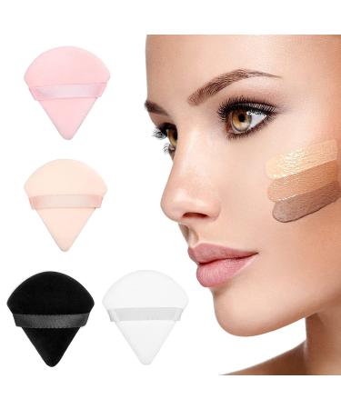 4 Pieces Soft Makeup Powder Puff Set - Triangle Loose Powder Applicators for Foundation - Wet/Dry Cosmetic Puffs (Black White Pink Nude) - International Shipping - Buy Online on GoSupps.com