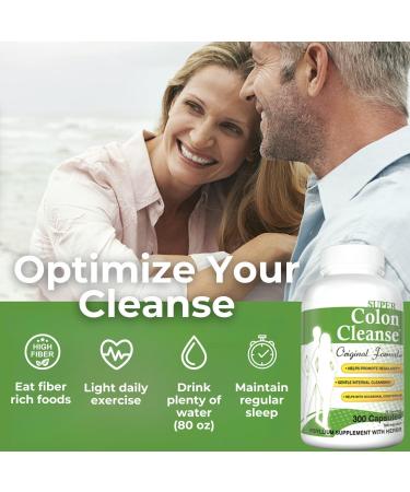 Health Plus Super Colon Cleanse - 300 Capsules for Digestive Support & Constipation Relief | Psyllium Husk & Senna Leaf - 6 Cleanses - Buy Internationally - Buy Online on GoSupps.com