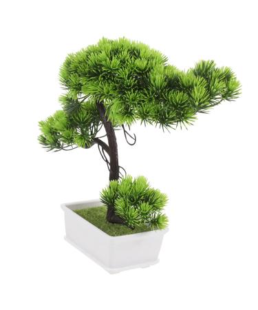 OUNONA Welcome Song Zen Garden Fake Plant Artificial Potted Plants Simulated Pine Tree Faux Plants Artificial Bonsai Juniper Tree Pine Statue Ornaments Household Plastic Office As Shown 1 33X26CM
