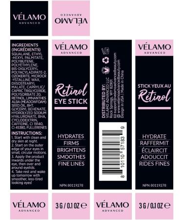 VELAMO Advanced Retinol Eye Stick with Caffeine - Dark Circle & Puffiness Treatment - Anti Aging Eye Cream - Visible Results in 3-4 Weeks - 0.1 oz (Pack of 1) - Buy Online on GoSupps.com