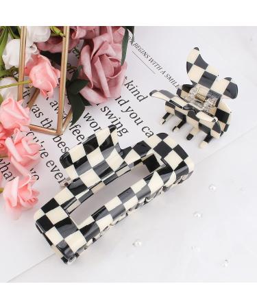 YISSION 2 PCS Large Checkered Butterfly Hair Clips - Vintage Steady Square Claw Clips for Thin/Thick Hair - Fashion Accessories for Women - Buy Online on GoSupps.com