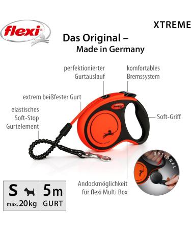 Flexi Retractable Xtreme Tape Leash - Orange | Durable & Lightweight | Size S - International Shipping - Buy Online on GoSupps.com