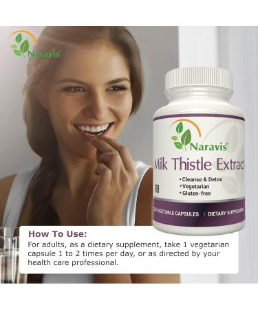Naravis Milk Thistle Extract - 4:1 Extract - 2000mg - 120 Capsules - Supports Liver Health - Non GMO - Buy Online on GoSupps.com