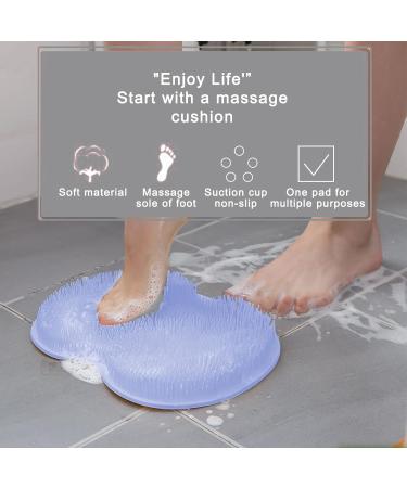 Silicone Shower Brush with Suction Cup for Body Exfoliation & Cleansing - Blue - Buy Online on GoSupps.com
