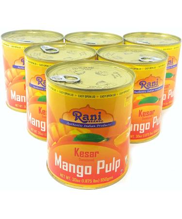 Rani Mango Pulp Puree 30oz Pack of 6 - Kesar Sweetened, All Natural, Kosher, Vegan - Indian Origin - Buy Online on GoSupps.com