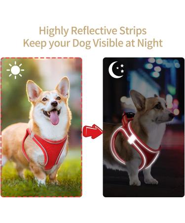 Buy Heele Small Soft Dog Dishes & Air Mesh Adjustable Harness - Safe Control for Walking Running Training - Reflective Red XS - Buy Online on GoSupps.com