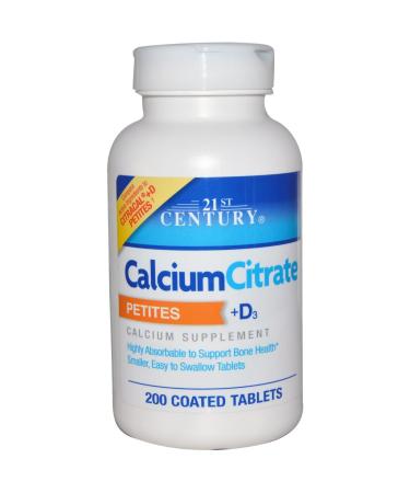 21st Century Calcium Citrate Petites + D3 Coated Tablets - 200 Tablets Pack of 6