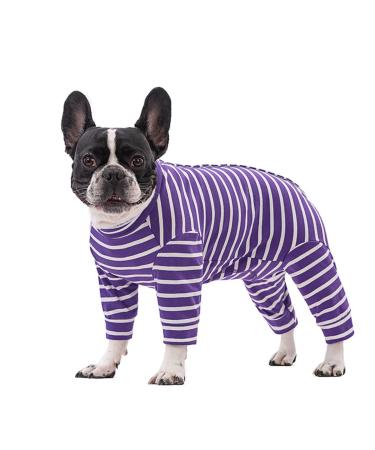 Ruiqas Dog Surgery Suit for Male and Female Dogs Prevents licking breathable pet body with stripes S Violet Striped