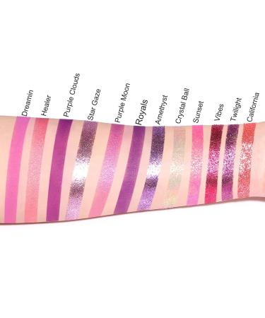 Professional 12-Color Eyeshadow Palette - High Pigment Matt & Shimmering Shades for Waterproof Eye Makeup Pink & Purple Glitter Eyelid Shadow - Buy Online on GoSupps.com