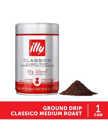 illy Classico Ground Drip Coffee 8.8oz - Medium Roast 100% Arabica with Chocolate & Caramel Notes - No Preservatives - Single Pack - Buy Online on GoSupps.com