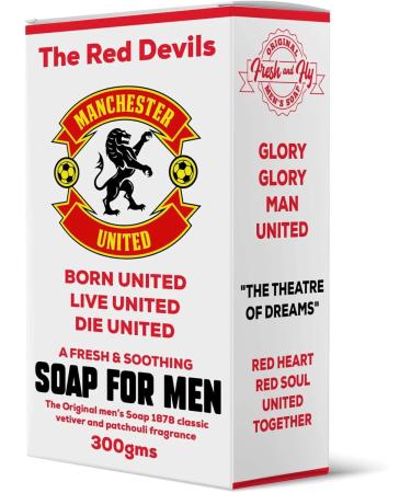 Fresh & Fly Manchester United Mens Soap (300g)- Perfect as a gift for supporters of Manchester United Man United Gifts for Men. - Buy Online on GoSupps.com