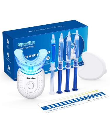 SINORIKO Teeth Whitening Kit with 6X LED Light for Sensitive Teeth 10 Min Fast Result, 3 Carbamide Peroxide Whitening Gel 1 Remineralizing Gel, Mouth Tray with Case, Home Teeth Whitener