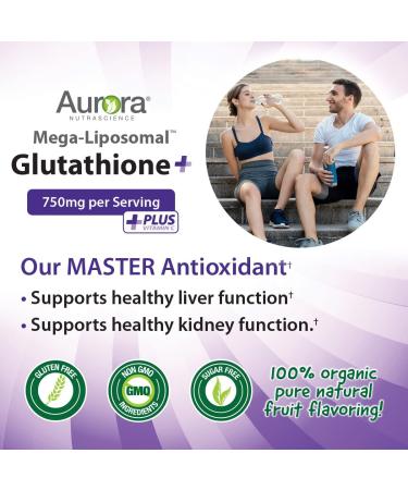 Aurora Nutrascience Mega-Liposomal Glutathione + Vitamin C - 750 mg Organic Fruit Flavor, 16 fl oz - Buy Online on GoSupps.com