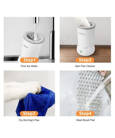 Portable Automatic Dog Paw Cleaner with Soft Silicone Bristles - Ideal for Small & Medium Sized Dogs - White - Buy Online on GoSupps.com