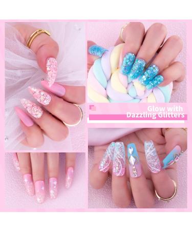 Noirwhite Glitter Gel Nail Polish Set -12 Colors Sparkle Aurora Sequins Gel Polish Resplendent Neon Colorful Trendy Translucent Glitter Solid Nail Polish Kit Pink Gold White Blue Green Soak Off UV LED Solid Gel Nail Polish for Home DIY Manicure Nail Salon - Buy Online on GoSupps.com