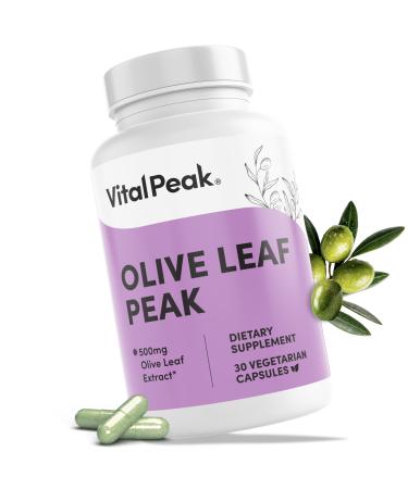 Vital Peak Olive Leaf Peak 500 mg - Immune System Support Cardiovascular Health Support & Joint Comfort Support - Olive Leaf Extract Capsules - Natural Supplement - Vegan Non-GMO - 30 Capsules