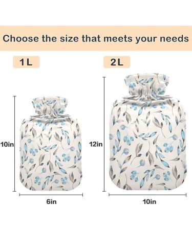 NAANLE 1L Transparent Heat Bottle with Watercolor Flower Branches - Hot Water Bottle for Bed Hands & Feet - Pain Relief & Heat Therapy - Buy Online on GoSupps.com