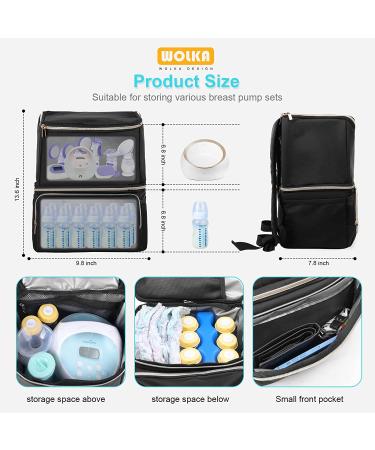 Wolka Breast Pump Bag & Diaper Bag Combo | Insulated Breastmilk Cooler Bag - Black - Buy Online on GoSupps.com