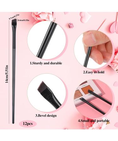 12-Piece Professional Angled Eyeliner & Eyebrow Brush Set - Soft Eyeshadow Concealer & Makeup Brushes for Flawless Application - Portable & Ideal for All Skin Types - Buy Online on GoSupps.com