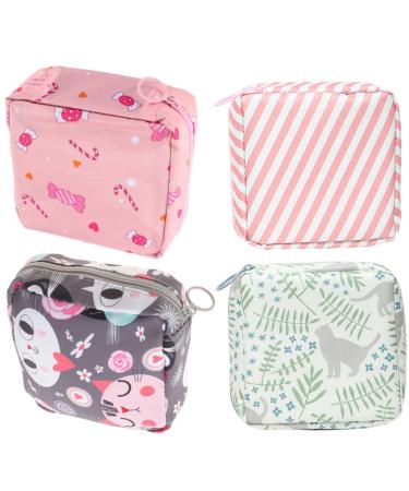 Healifty 4pcs Sanitary Napkin Storage Bag Mini Coin Purse Travel Organizer Bags Travel Storage Bag Pad Holder for Period Menstruation Bag Womens Matching Sets Large Capacity Period Bag Cute