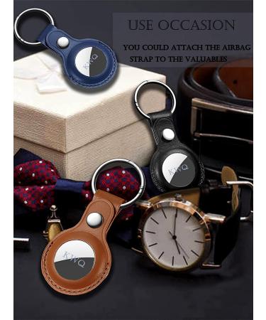 KWQ 2021 Airtag Leather Case with Key Chain | Anti-Scratch GPS Protective Cover for Backpack, Clothing Bag | Black - Buy Online on GoSupps.com