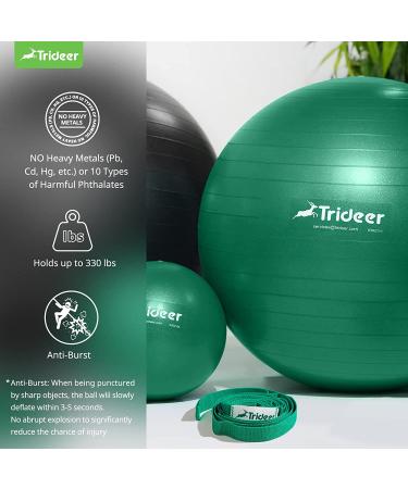 Trideer Exercise Ball for Physical Therapy and Fitness - Green, L (23-26 inches) - Swiss Ball for Rehab, Core Strength, Yoga, Balance, and Flexibility - Buy Online on GoSupps.com