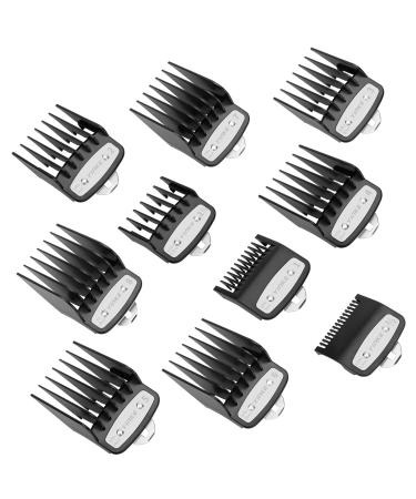 YINKE Clipper Guards Premium for Wahl Clippers Trimmers with Metal Clip - 10 Cutting Lengths from 1/16”to 1”(1.5-25mm) Fits All Full Size Wahl Clippers (pack of 10) (black) pack of 8