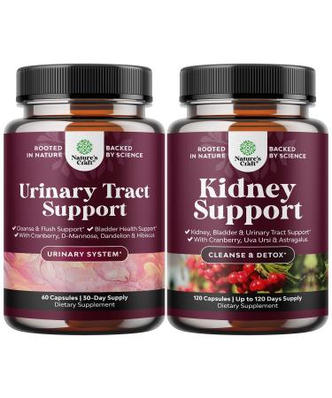 Bundle of D Mannose Capsules for Urinary Tract Health for Women Fast Acting Super Concentrated Cranberry 60ct and Kidney Support Cranberry Supplement for Women and Men for Kidney and Bladder Health