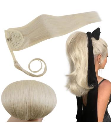 Runature 30cm/12 inch ponytail extension real hair blond 70gram pitch black extensions braid platinum blond #60 Easy fit ponytail hair extension real hair smooth 30 cm 1-braid #60 - Buy Online on GoSupps.com
