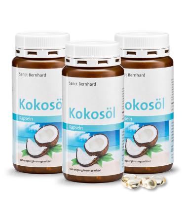 Sanct Bernhard coconut oil capsules | 500 mg pure organic coconut oil | 3 x 240 pieces 240 pieces (pack of 3)