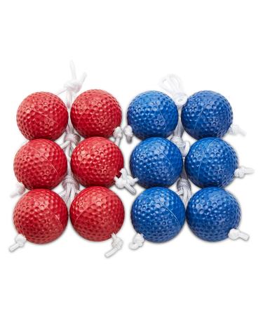 ApudArmis Ladder Bolas Balls, 6 Pack Real Golf Tossing Ball Replacement for Ladder Toss Game - Outdoor Lawn Yard Beach Game for Kids Adults Family (3 Red + 3 Blue)