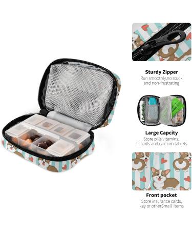 Shop Naanle Stripe Heart Corgi Dog Pill Box - 7 Day Travel Organizer Portable & Compact Vitamin Holder - Buy Online on GoSupps.com
