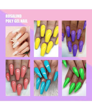 ROSALIND Neon Poly Nail Gel Kit 6 Colors 15ml Green Yellow Blue White Pink and Purple Nail Builder Gel Extension Tubes Set for Women DIY Manicure at Home (Candy Colours) - Buy Online on GoSupps.com