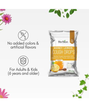 HERBION Naturals Cough Drops with Honey Lemon Flavor Dietary Supplement Soothes Cough for Adults and Children Over 6 Years 125 Lozenges Pack of 5 - Buy Online on GoSupps.com