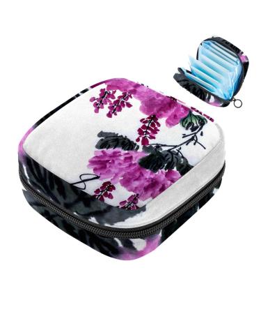Women's napkin storage bag white flower ink menstrual cup portable women's bandages storage bags female menstruation first period bag