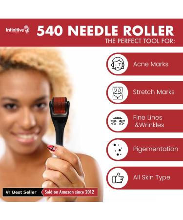 Derma Roller INFINITIVE BEAUTY 540 Titanium Alloy Microneedle Roller for Skin Face Beard & Hair (0.75mm) - Buy Online on GoSupps.com