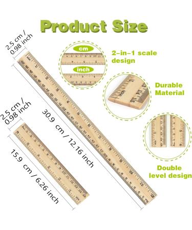 2 Pack Wooden Ruler 6 Inch 12 Inch Rulers Bulk Wood Measuring Ruler for Students Office School Supplies 2 Scale (15 cm and 30 cm) - Buy Online on GoSupps.com