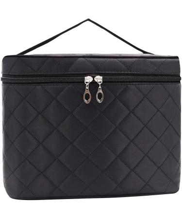 Large Makeup Bag | Portable Waterproof Cosmetic Organizer with Handle | Travel Toiletry Bag for Women & Girls - Black - Buy Online on GoSupps.com