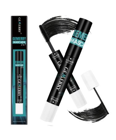 GEMERRY 2 IN 1 Mascara Set Mini Brush Mascara Volumizing Lengthening Defining Curling Multiplying Buildable Formula Double-Ended Design Lower Lash Mascara Included - Rich Black 6ml+ 4ml Mascara 6ml+ 4ml