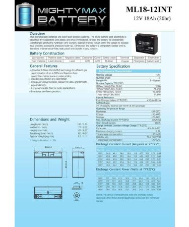 Mighty Max Battery 12V 18AH SLA - Replacement for Vision CP12180 | Fast International Shipping - Buy Online on GoSupps.com