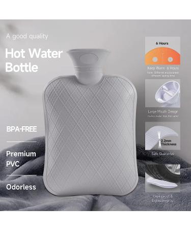 ANMIA 1.8L Hot Water Bottle with Cover - Warm Water Bag for Bed - Hand & Feet Warmer for Kids, Men & Women - Hot & Cold Compress - Light Green - Buy Online on GoSupps.com