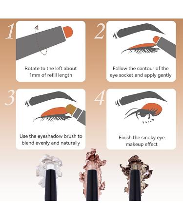 Miioto Eyeshadow Stick Set - 3 PCs Cream Makeup Pens Waterproof Eye Brightener & Smoky Eyeshadow Crayon with Brush - Buy Online on GoSupps.com