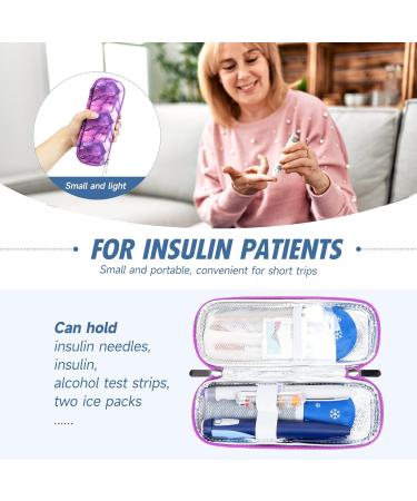 Youshares Insulin Cooling Bag - TSA Portable EVA Pack for Insulin Pens & Diabetes Accessories - Travel-Friendly Diabetic Bag with 2 Nylon Cooling Packs (Marble Purple) - Buy Online on GoSupps.com