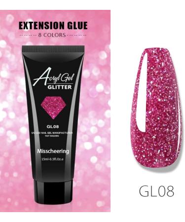 Poly Extension Gel Nail Kit 8 Colours Glitter Poly Nail Gel for Nail Strengthener & Nail Hardener 15ml Long-lasting Nail Base Builder Gel for Beginners Home DIY Salon Art Manicure Gift 8 Sparkling Colours - Buy Online on GoSupps.com