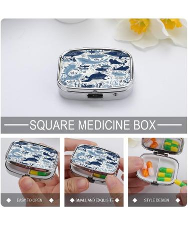 Ocean Theme Turtle Octopus Pill Box | 2 Compartment Decorative Metal Pill Organizer for Travel - Buy Online on GoSupps.com