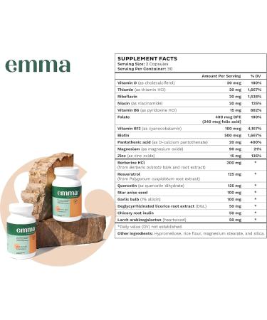 Emma Gut Health - 2 Pack | Gas & Bloating Relief Constipation Aid Leaky Gut Repair - Probiotics & Laxative Alternative - 120 Capsules - Buy Online on GoSupps.com