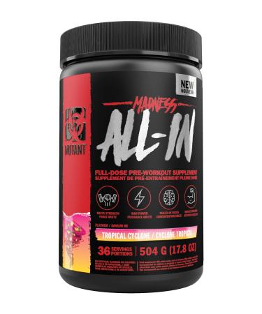MUTANT Madness All-in | Full Dosed Pre-Workout Supplement | with Creatine Monohydrate | 504 G (Tropical Cyclone) - Buy Online on GoSupps.com