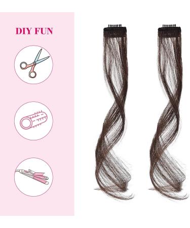 REECHO Long Side Air Bangs Wavy Curly Clip in Curtain Bangs - Dark Brown 12 Inch - 2 PCS Set - Buy Online on GoSupps.com